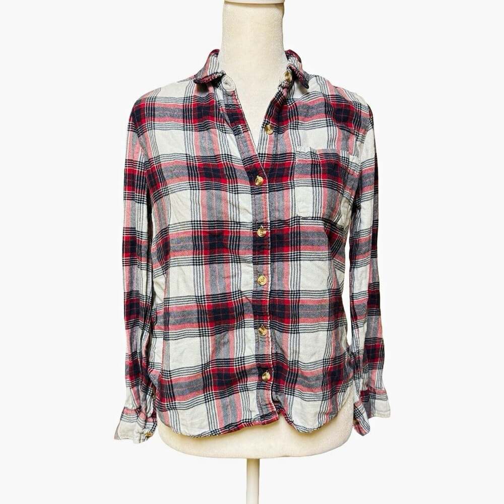 Abercrombie & Fitch Plaid Flannel Button-Up Shirt Red/Black/White Size S